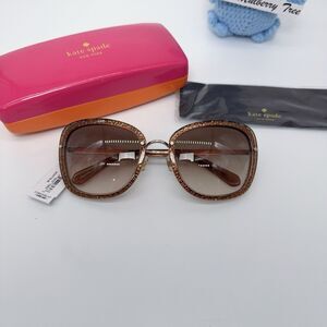 Kate Spade Women Sunglasses Scottie OCW7 Butterfly Brown Gradient Gold Glitter